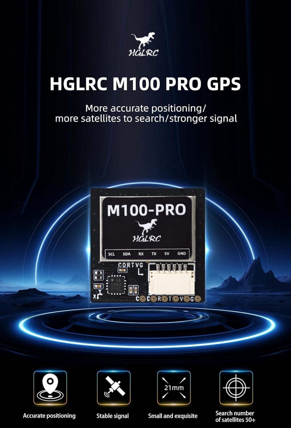 HGLRC M100 Pro GPS-Modul - Hochpräzises GPS mit GLONASS/Beidou-Unterstützung, Ultraleicht und Kompak