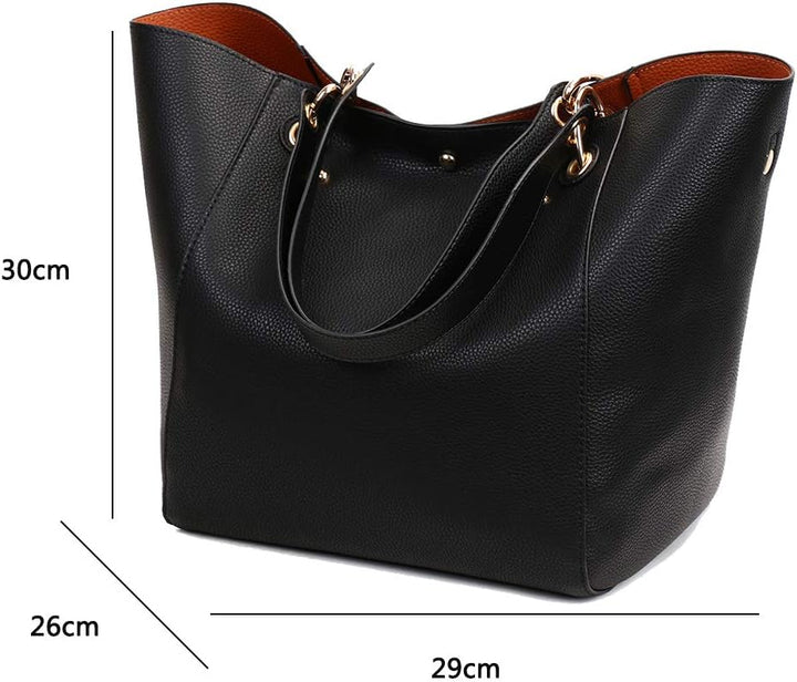 Coolives Damen 2 in 1 Shopper Schultertasche aus PU-Leder Vintage Taschen Hobo Handtasche Elegant He