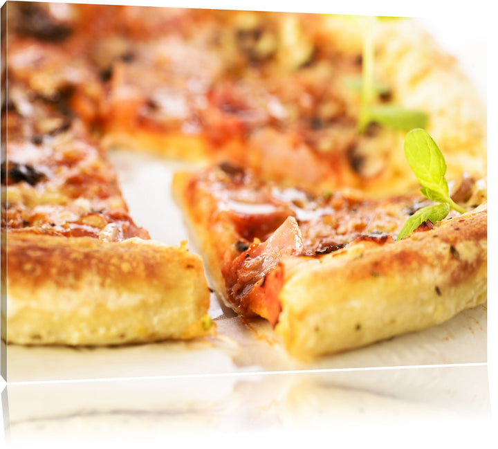 Frischgebackene Pizza, Format: 100x70 auf Leinwand, XXL riesige Bilder fertig gerahmt mit Keilrahmen