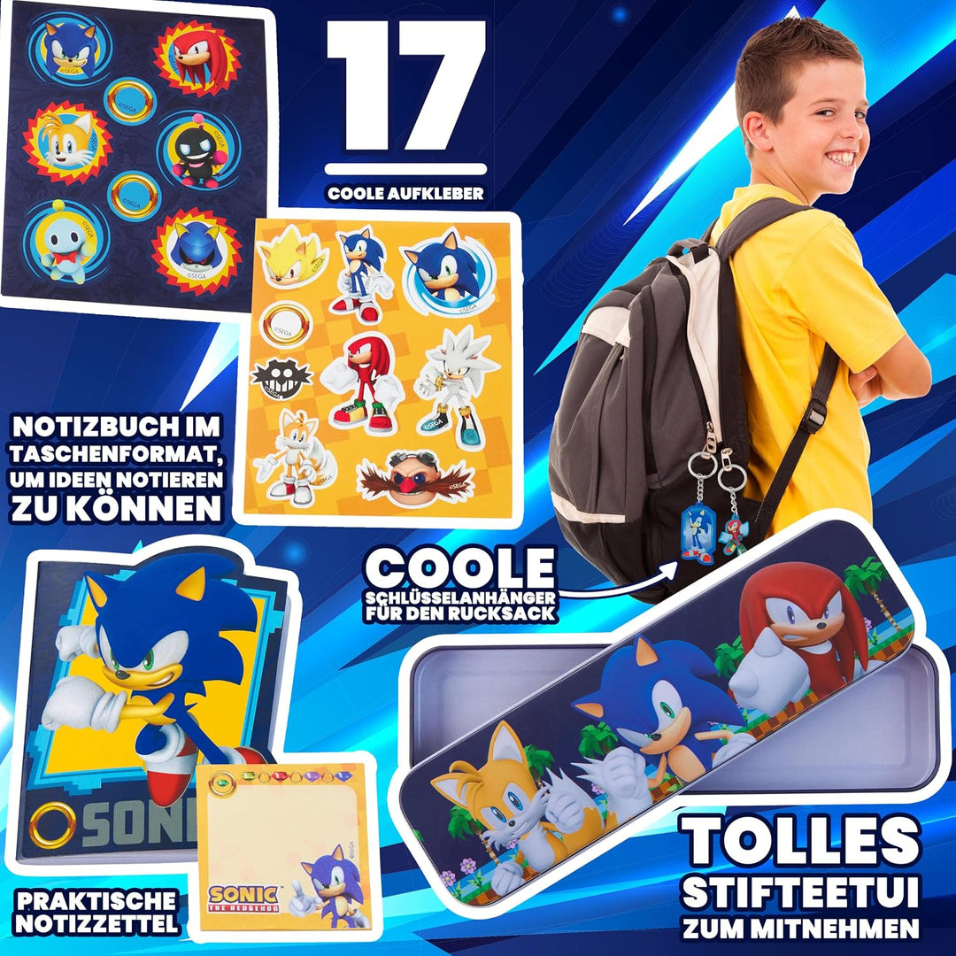 Sonic The Hedgehog Adventskalender 2024 - Schreibwaren Weihnachtskalender Jungen und Mädchen