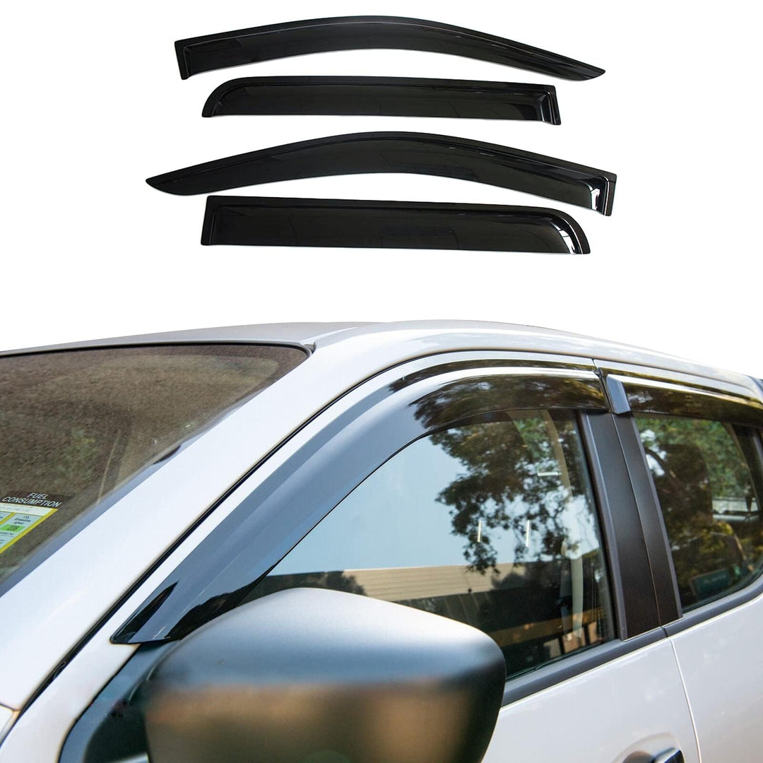 JHCHAN Windabweiser Regenabweiser für Nissan Navara NP300 D23 2015-2022 Doppelkabine Rauch Schwarz R