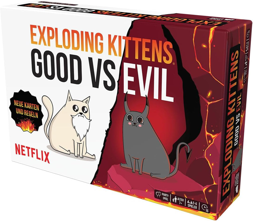Exploding Kittens, Exploding Kittens – Good vs Evil, Partyspiel, Kartenspiel, 2-5 Spieler, Ab 7+ Jah