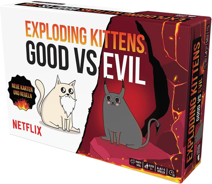 Exploding Kittens, Exploding Kittens – Good vs Evil, Partyspiel, Kartenspiel, 2-5 Spieler, Ab 7+ Jah