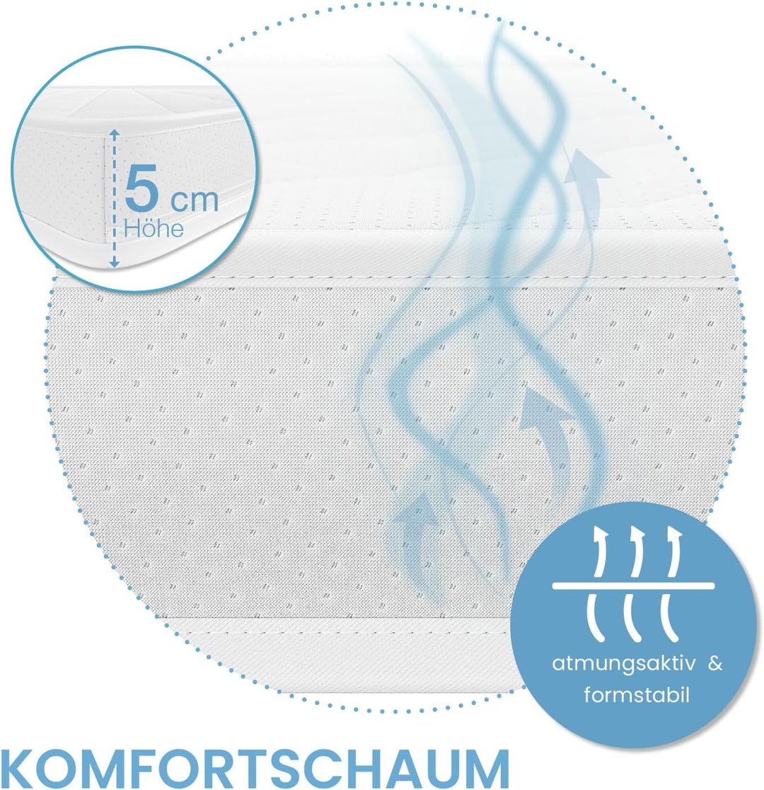 maxVitalis Komfortschaum Matratzen Topper 90x200cm, 6 cm Höhe, atmungsaktiver Matratzentopper, Matra