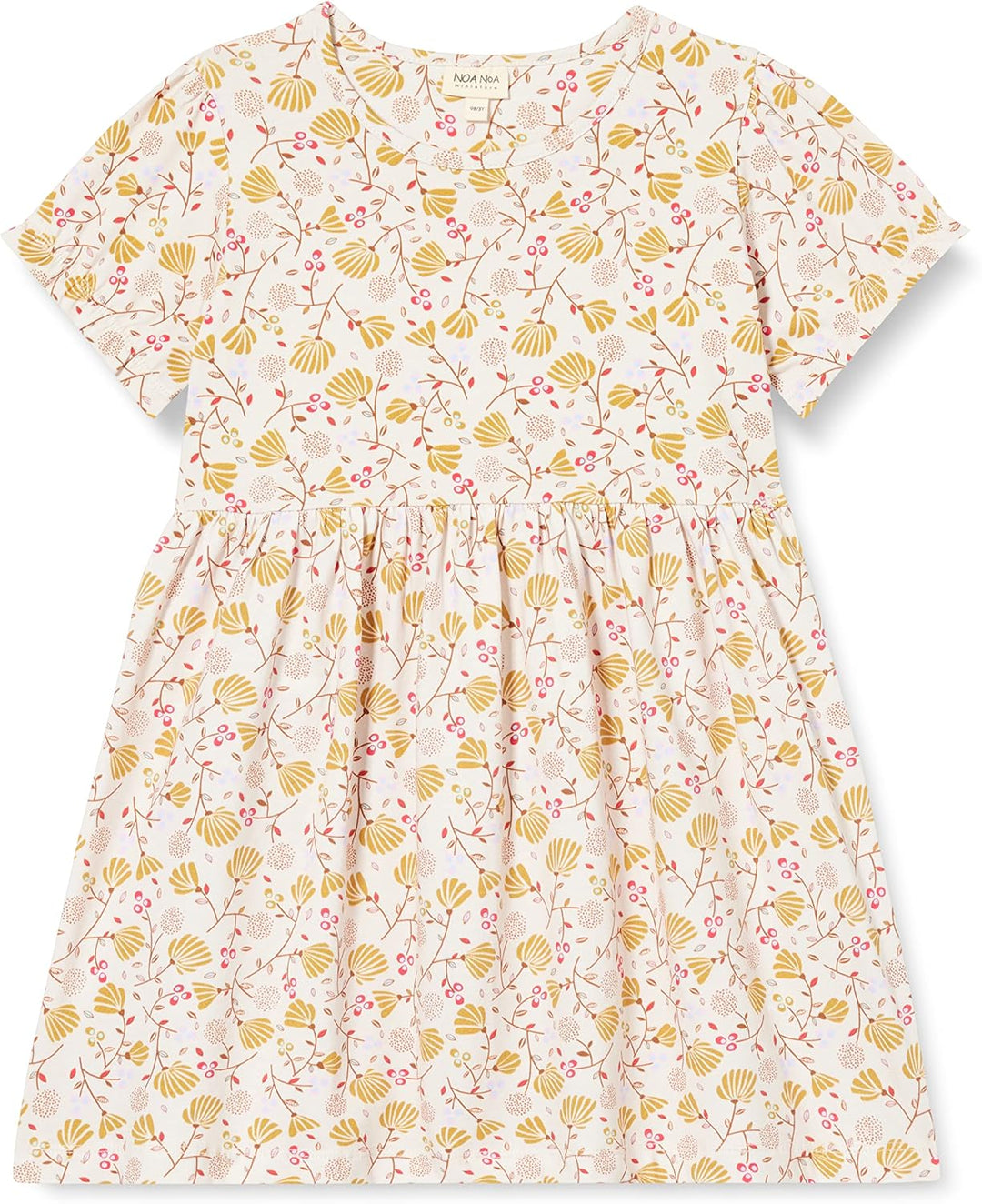 Noa Noa Mädchen Kittynnm Dress 110 Print Offwhite/Yellow, 110 Print Offwhite/Yellow