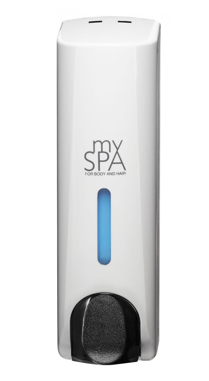mySPA Spender für Duschgel & Haarshampoo, Duschgelspender, Shampoospender, Seifenspender (weiss), We