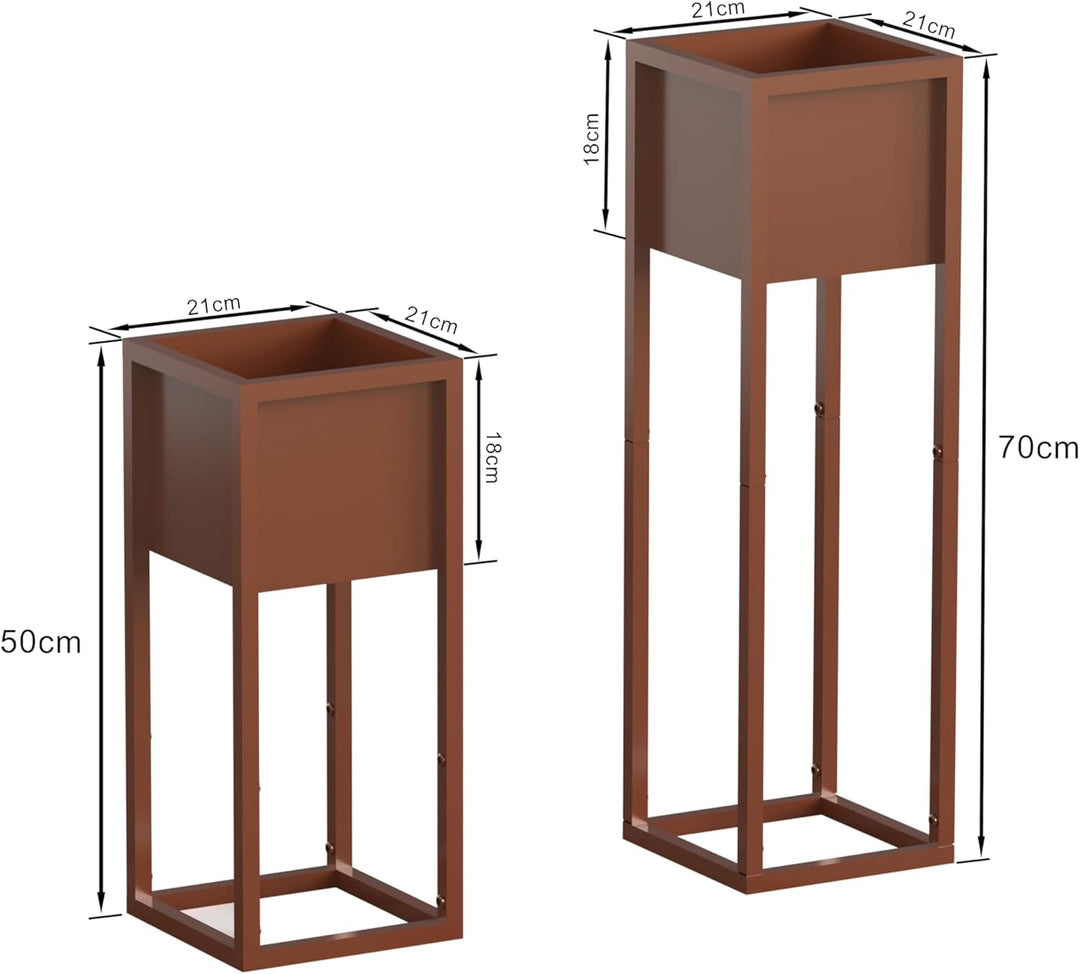 Metall Blumentopf 2er Set Blumenständer Indoor Blumenkasten Outdoor Pflanzentopf Übertöpfe Halter we