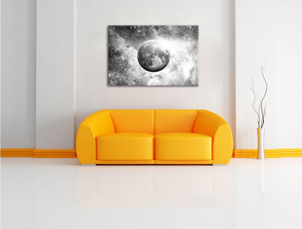 Pixxprint Mond im Sternenstaub als Leinwandbild/Grösse: 100x70 cm/Wandbild/Kunstdruck/fertig bespann