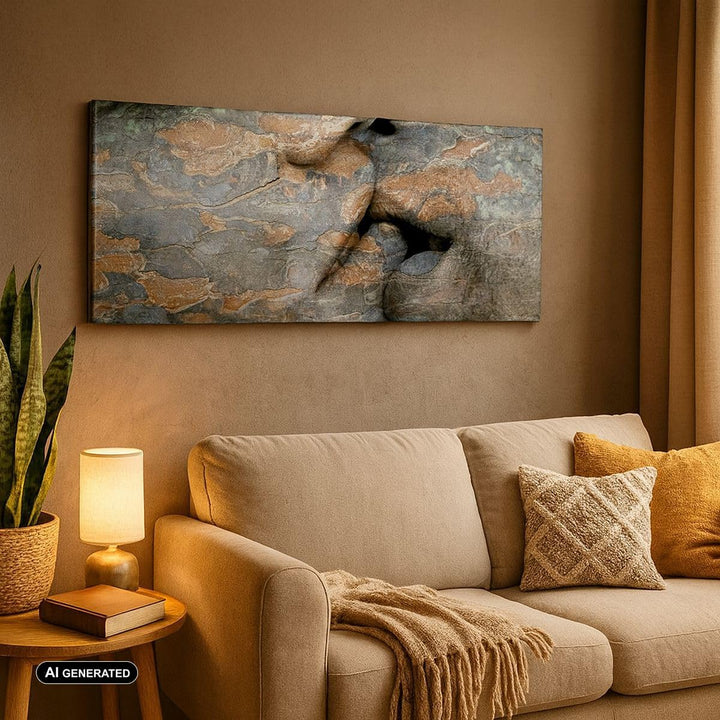 Panorama Bilder auf Leinwand Frau Mann Kuss Abstraktion Leinwandbild 90x30cm Wandbilder Dekoration W