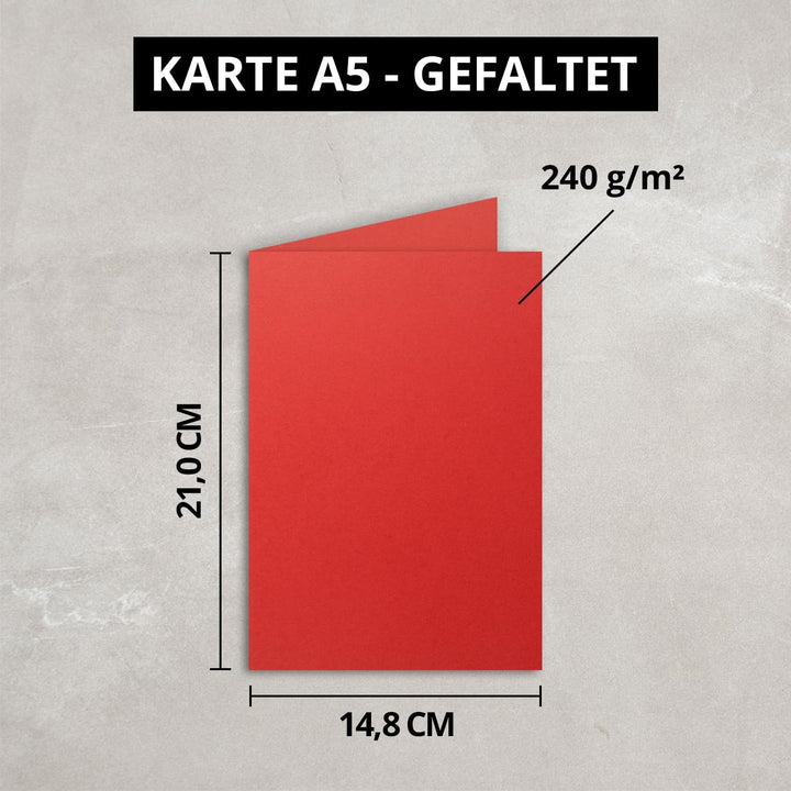 FarbenFroh by GUSTAV NEUSER DIN A5 Faltkarten - Rot - 700 Stück - Einladungskarten - Menükarten - Ki