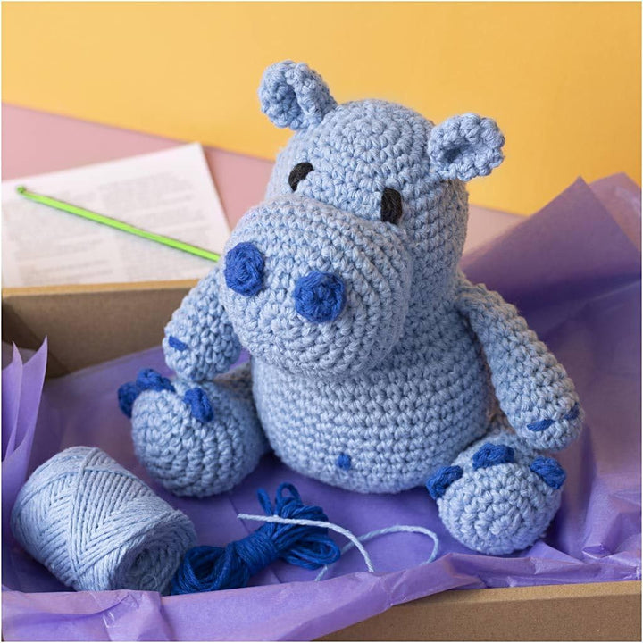 Creativ Company Amigurumi DIY Häkelset (Nilpferd - Blau, Hellblau) Nilpferd - Blau, Hellblau - Höhe: