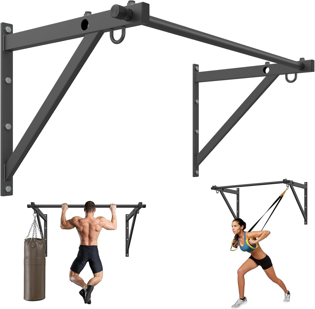 Jusgym Klimmzugstange Wandmontage 130 cm, Pull Up Bar 250 kg Tragfähigkeit, Klimmzugstangen für Kraf