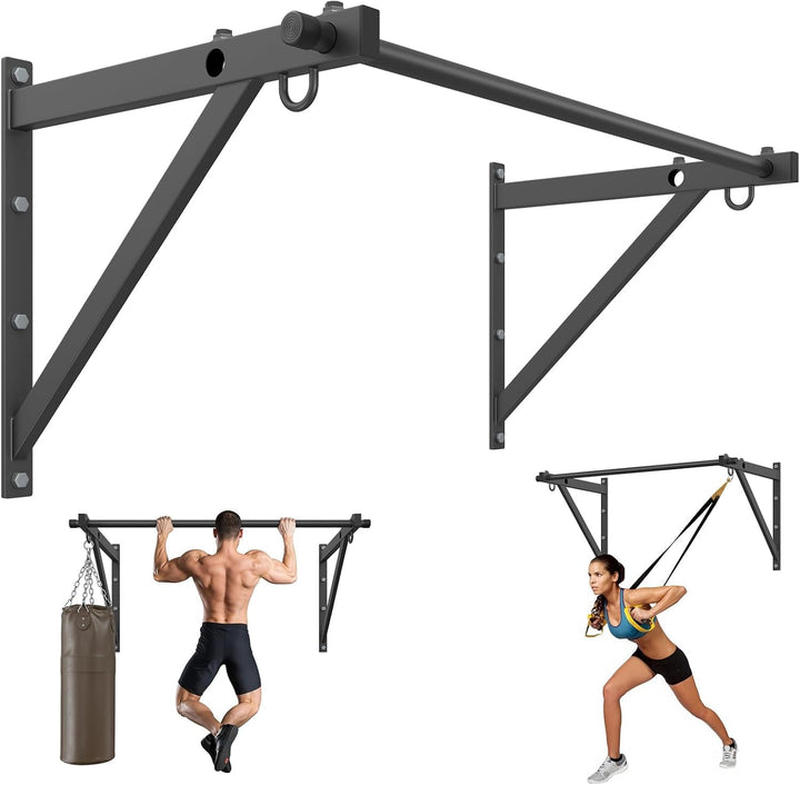 Jusgym Klimmzugstange Wandmontage 130 cm, Pull Up Bar 250 kg Tragfähigkeit, Klimmzugstangen für Kraf