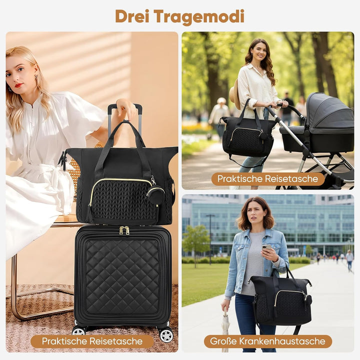 Wickeltasche mit Schnullertasche und Wickelunterlage, Baby Wickeltasche Gross mit Isoliertasche und