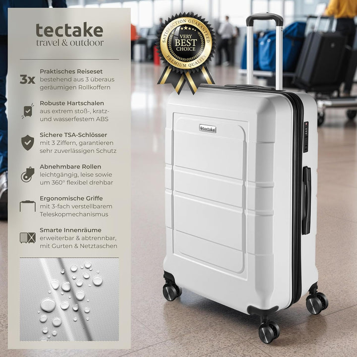 tectake® Kofferset 3 teilig, Koffer & Trolleys, Koffer Set für Flugzeug, Business, Reise, mit TSA Sc