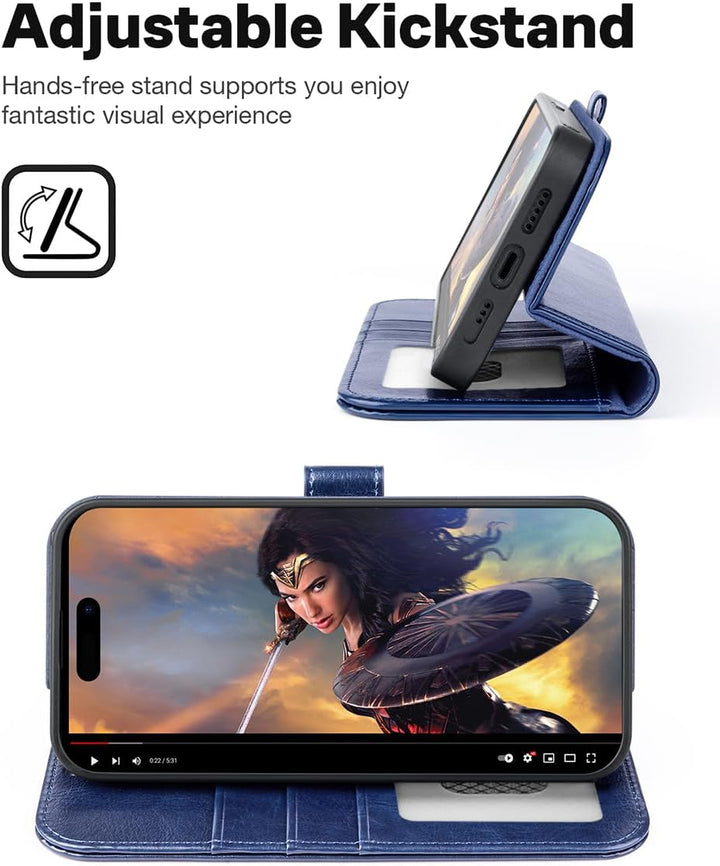 OCASE Kompatibel für iPhone 15 Pro Hülle (2in1) Leder Stossfestes Case, Abnehmbare magnetische Hülle