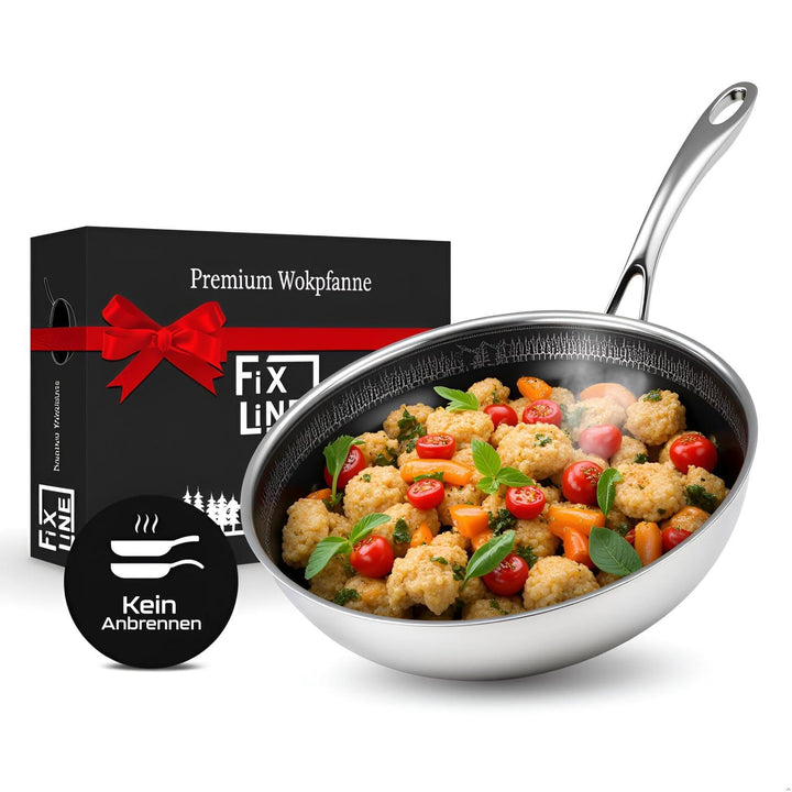 FIXLINE® BLACK FOREST Wokpfanne 28cm - Keramische Beschichtung - alle Herdarten inkl. Induktion - Ba