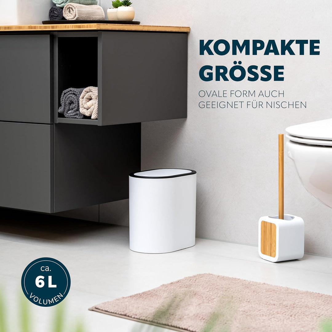 eluno ovaler Kosmetikeimer mit gummierter Softtouch-Oberfläche, Schwingdeckel & Schutzpads gegen Kra