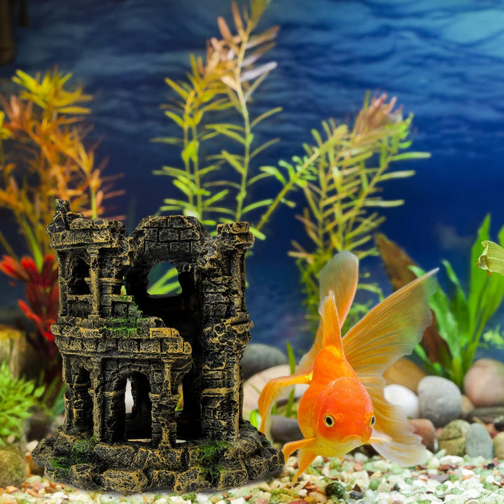 Happyyami Schloss Aquarium Dekoration Aquarium Versteck Ornament Versteckfelsen Für Aquarien 75-gall