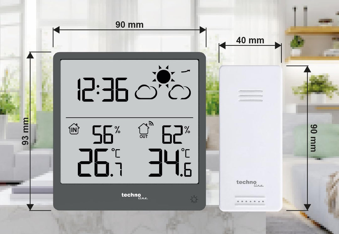 WS9138 moderne kleine Wetterstattion mit Wettervorhersage und Wettertendenz, Innen- und Aussentemper