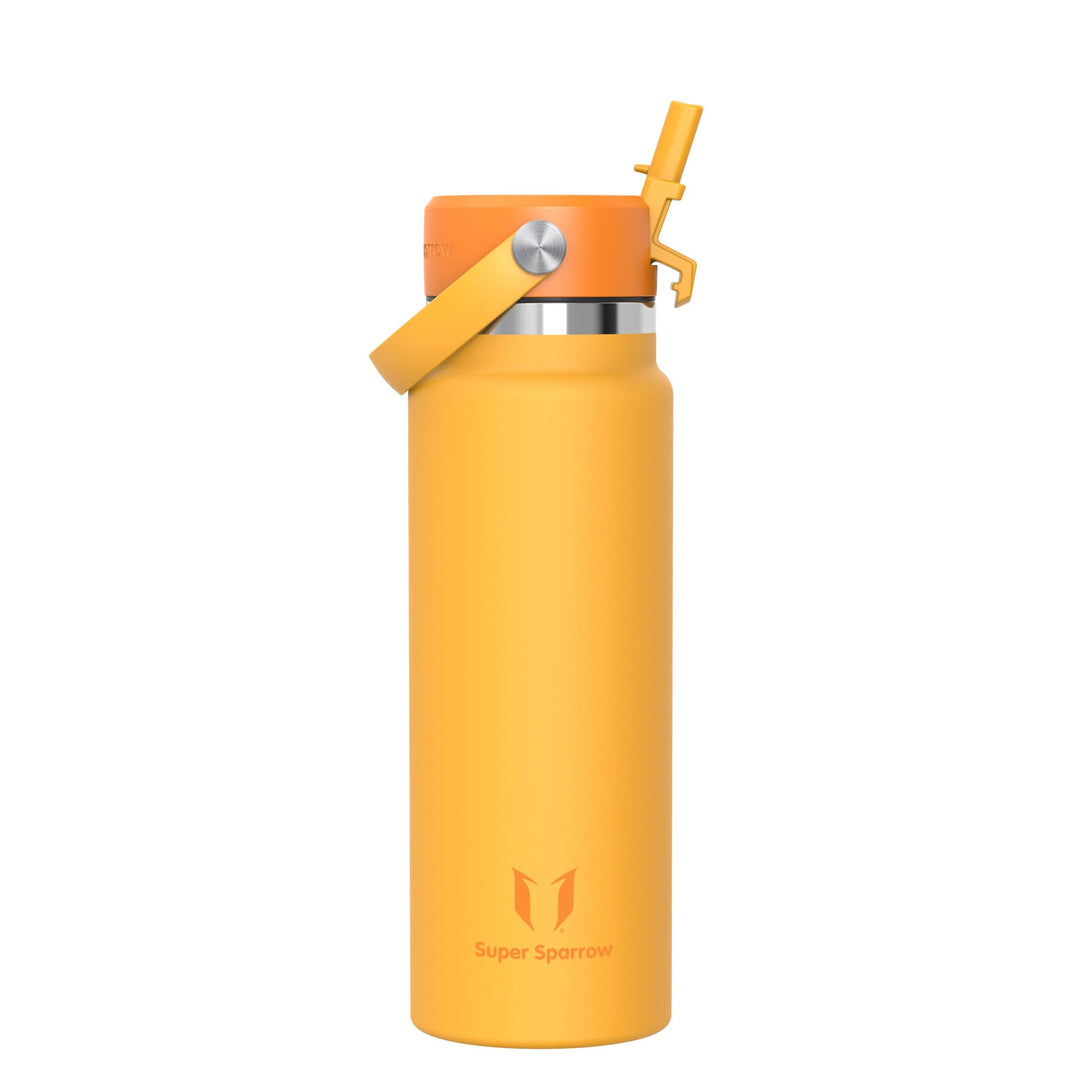 Sparrow Trinkflasche Edelstahl 1L - Weiter Öffnung SwivelSip Thermosflasche mit Strohhalm - BPA-frei