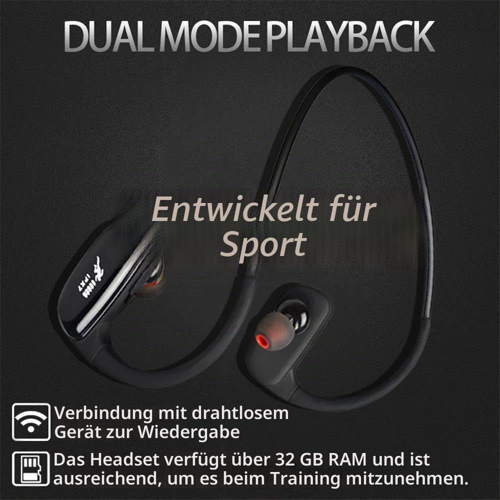 CYBORIS 16 GB eingebauter Speicher MP3-Player Bluetooth Headset Schwimmen Laufen Kopfhörer IPX7 Wass