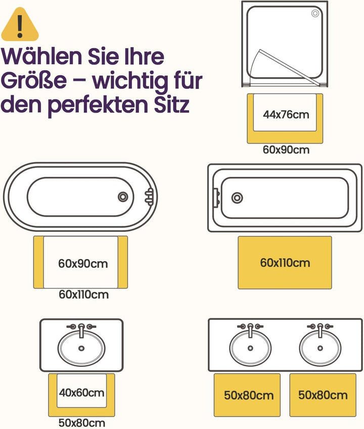 DEXI Badematte rutschfest 50 x 80 cm, waschbar Badezimmerteppich weich Badteppich Mikrofaser Saugfäh