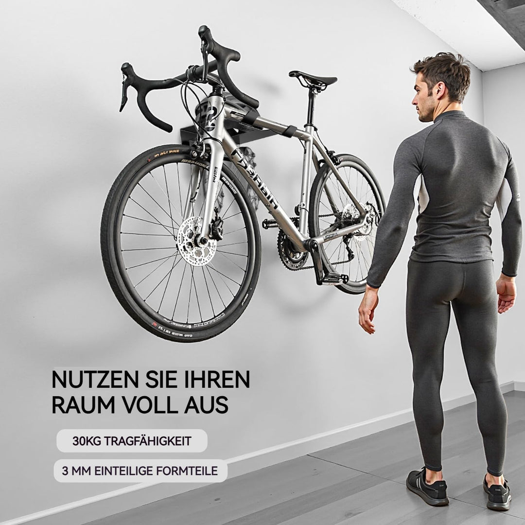 Fahrrad Wandhalterung - Grosse Aufbewahrungsschale 35x30cm für Helme, hält bis 30kg - Geeignet für R