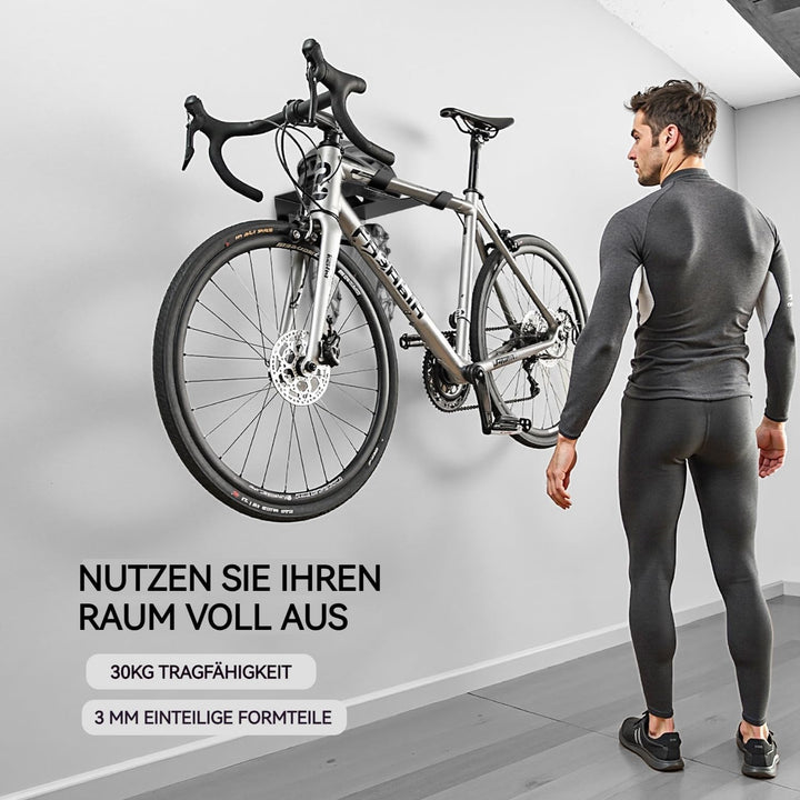 Fahrrad Wandhalterung - Grosse Aufbewahrungsschale 35x30cm für Helme, hält bis 30kg - Geeignet für R