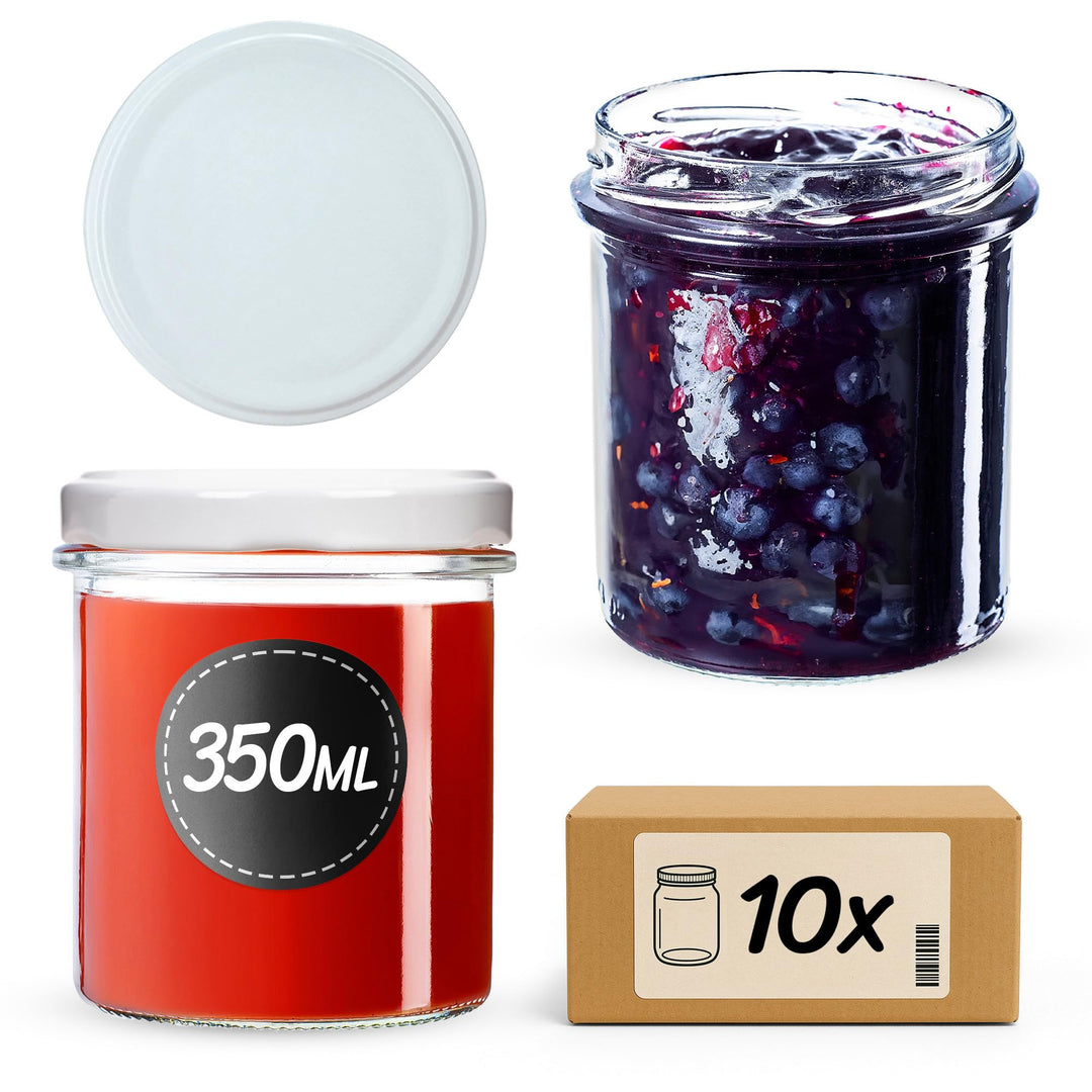 KADAX 10er Set Marmeladengläser 350ml TO82, Einmachgläser Vorratsgläser Mason Jar mit Schraubdeckel,
