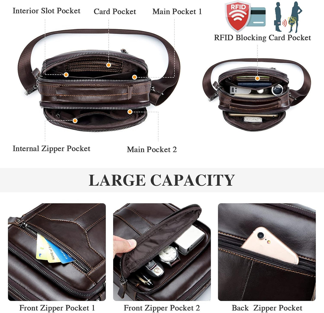 BAIGIO Umhängetasche Leder Herren Schultertasche Herrentasche Herrenhandtasche Vintage für Arbeit Re