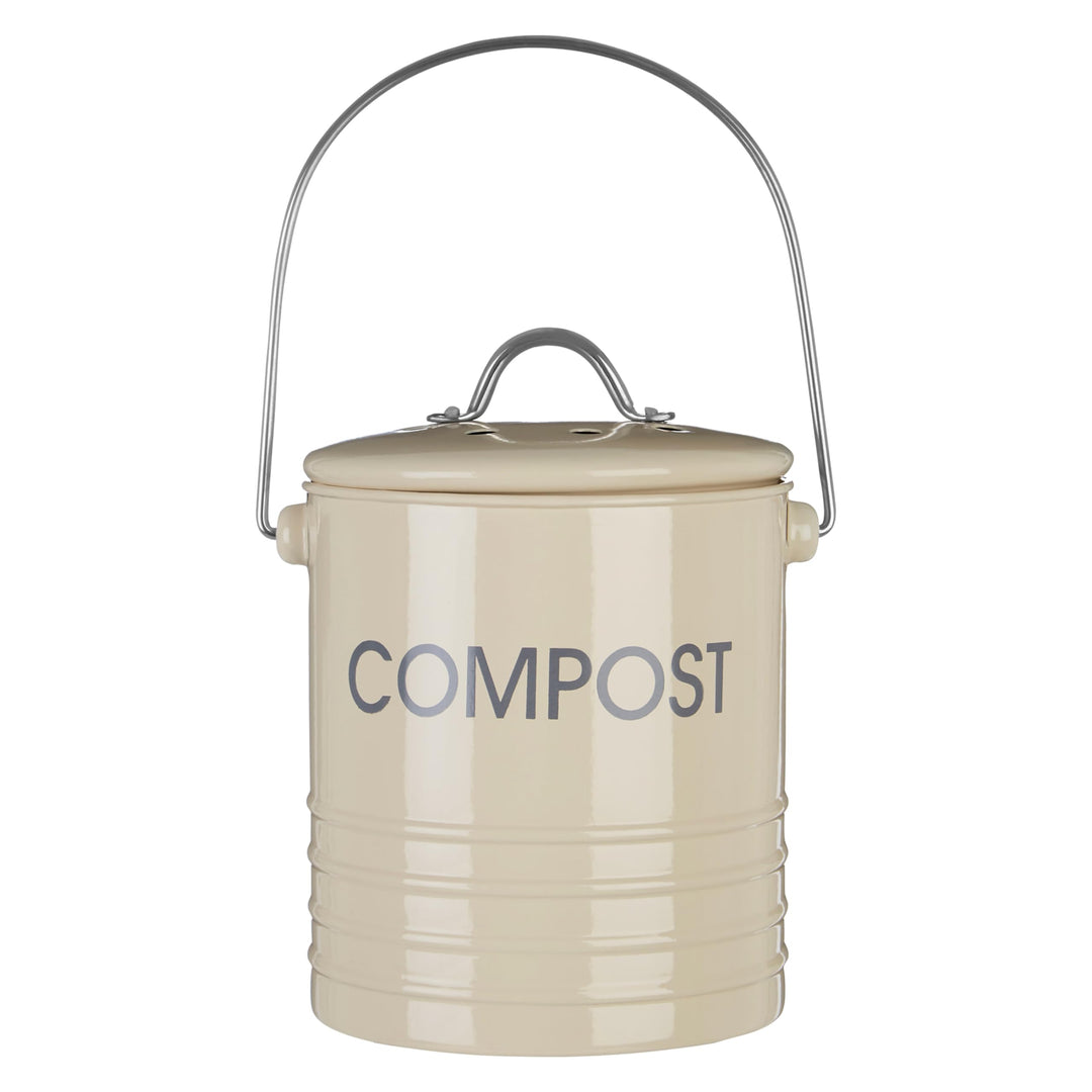 Premier Housewares 0510020 Komposteimer mit Tragegriff Ø14 x H22 cm, Creme Creme Komposteimer, Creme
