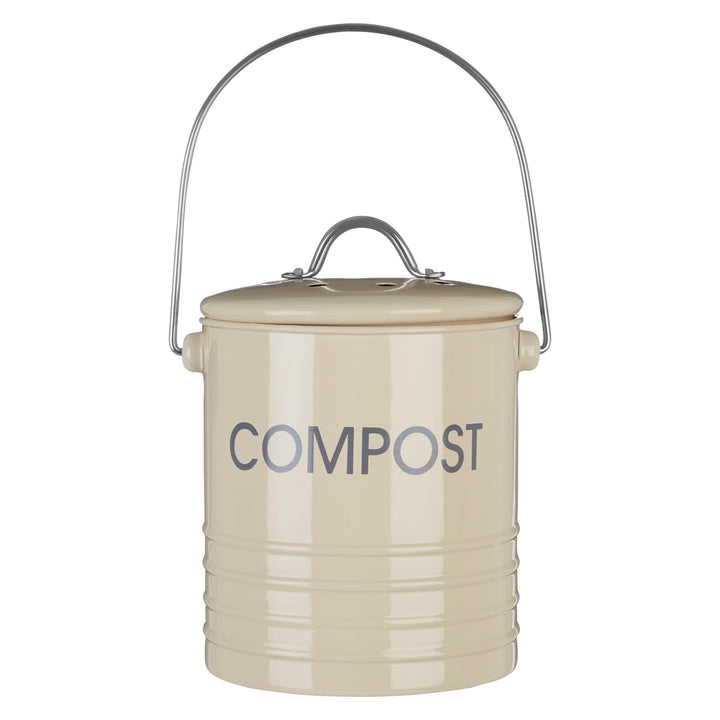 Premier Housewares 0510020 Komposteimer mit Tragegriff Ø14 x H22 cm, Creme Creme Komposteimer, Creme