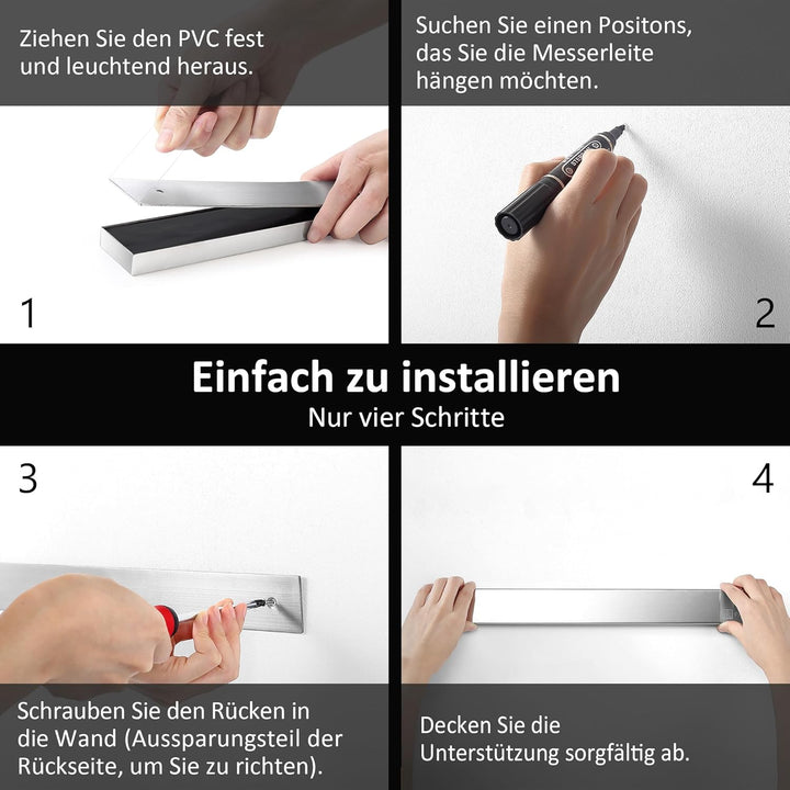 PAUDIN Magnetleiste Messer 45 cm Messerleiste magnetische Küchenmesserleiste aus Edelstahl mit extra