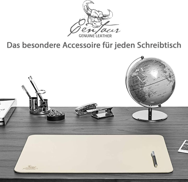 Centaur - Hochwertige Schreibtischunterlage Leder 50 x 70cm champagner/beige für Bürotisch - handgef
