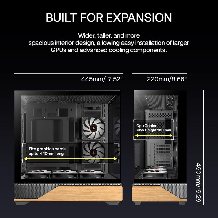 KEDIERS PC Gehäuse Vorinstallierter 5 × 120MM Schwarz Lüfter, ATX Mid Tower PC Gehäuse, Computergehä