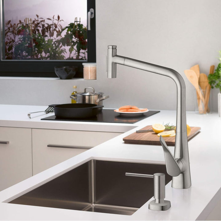 hansgrohe Küchenarmatur Metris Select mit Schlauchbox (Wasserhahn Küche 110°/150° schwenkbar, hoher