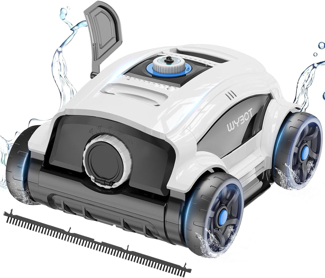 WYBOT Poolroboter Akku für 130 Minuten Betrieb, Poolsauger mit Starke Leistung, Dual-Antriebsmotoren
