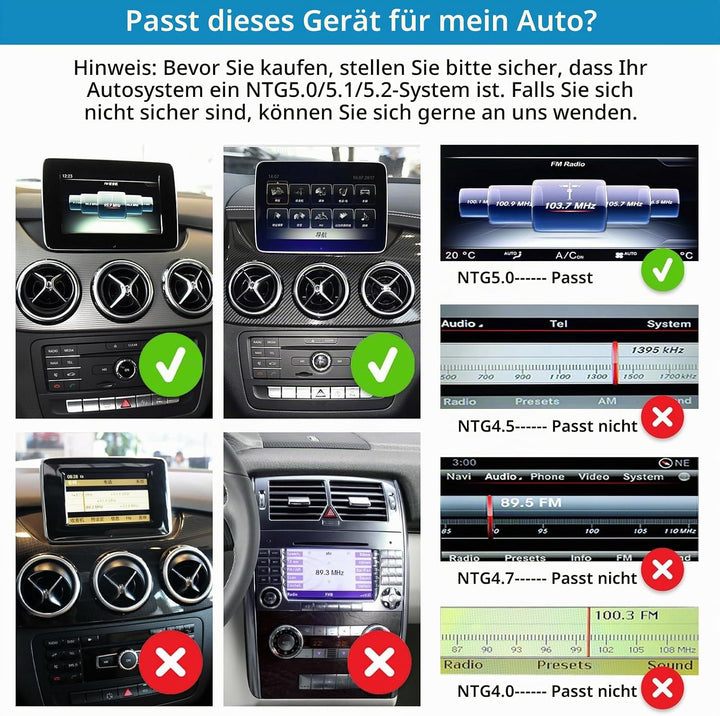 Autoradio 12,3 Zoll Touchscreen für 2015-2018 Mercedes Benz B-Klasse W246 mit NTG 5,0/5,1/5,2, unter