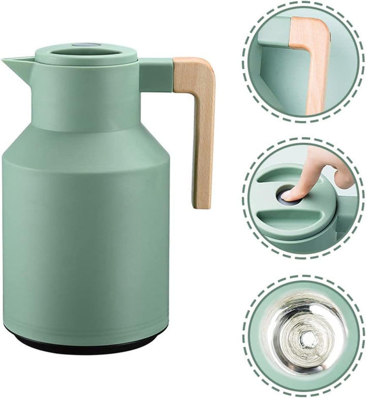 Cabilock Glaseinsatz Mit Holzgriff Thermoskanne Isolierkanne mit Holzgriff Kaffeekanne Wasserkrug Wa