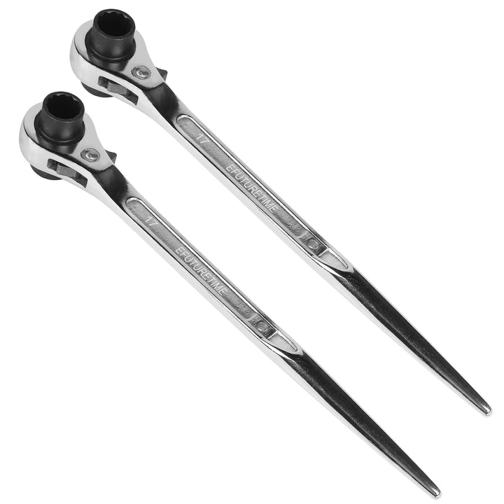 2x Gerüstschlüssel 17/19mm + 19/22 mm, Gerüstbauratsche Umschaltbar Set, Ratsche Gerader Griff, Gerü