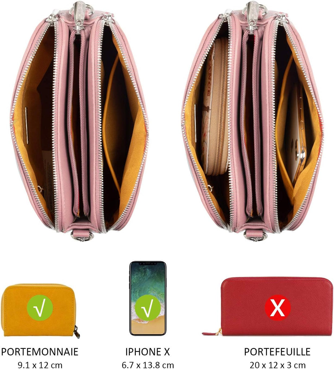 David Jones - Damen Mittelgrosse Umhängetasche Viele Fächer - Frau Kleine Schultertasche Zip Reissve