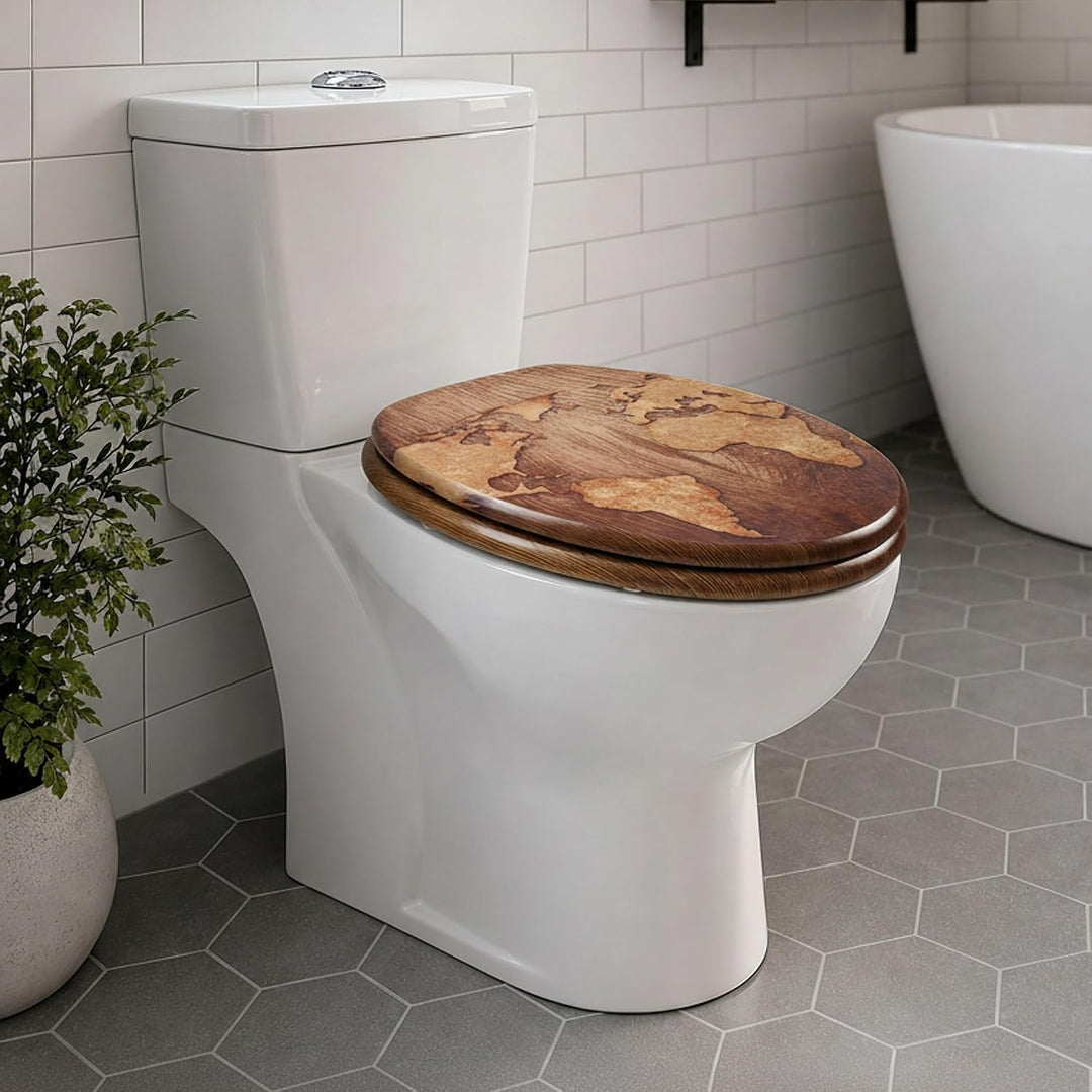 SINOBATH Premium WC Sitz mit Absenkautomatik – hochwertige Toilettendeckel aus Holz, viele bunte Mot