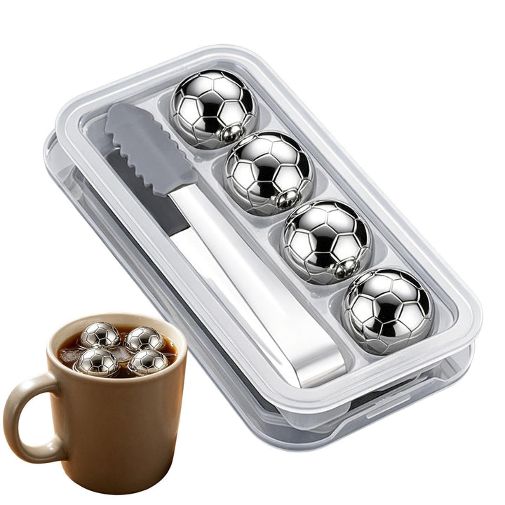 Metall-Eiswürfel Wiedergefrierbare Metall-Fussball-Kühlsteine 4 Stück | Eiswürfelsteine Aus Stahl Fü