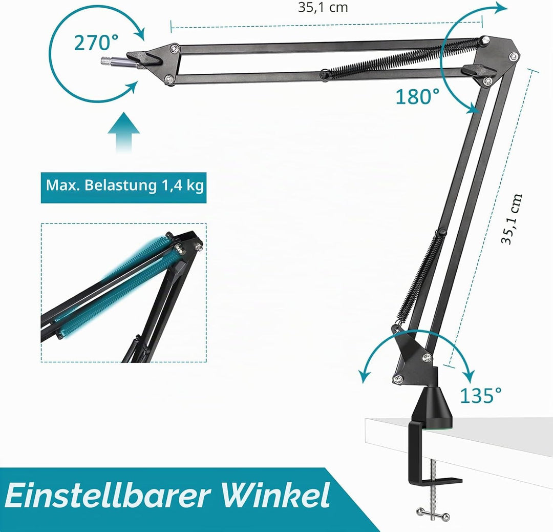 YOUSHARES Mikrofon Arm, Mikrofonarm HyperX QuadCast, Mikrofon Wandhalterung, Metall Tisch Mounting K
