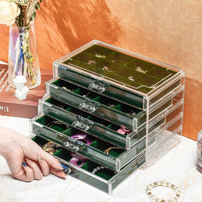 ProCase Acryl Schmuck Organizer Schmuckschatulle für Damen Durchsichtige Schmuckaufbewahrung Schmuck