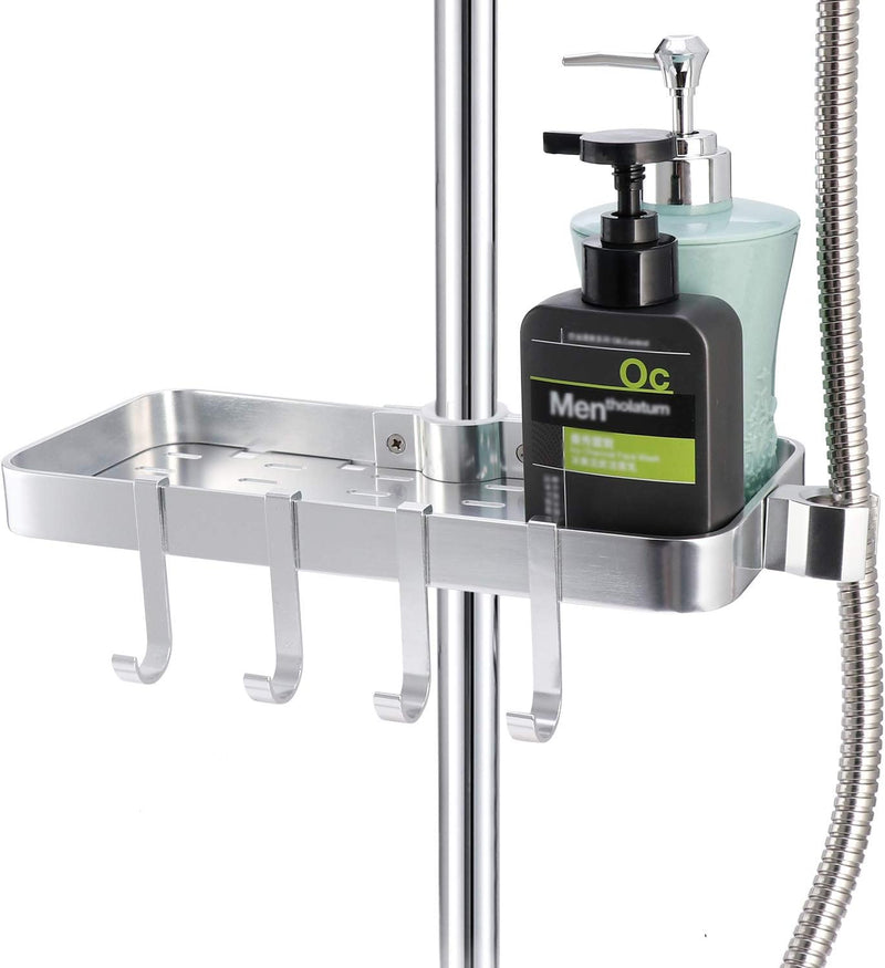 Raum Aluminium Duschregal ohne Bohren - Anzug [24mm-25mm] Duschstange Verstellbar Höhe, Duschregale