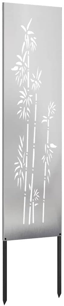 vidaXL Garten Sichtschutz-Leinwand Floral Silber 32 x 140 cm Edelstahl, Garten und Terrasse, Rechtec