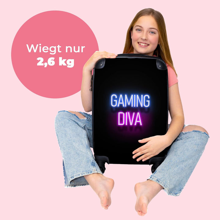 NoBoringSuitcases.com® Koffer Handgepäck Trolley Rollkoffer Kleine Reisekoffer mit 4 Rollen - Gaming