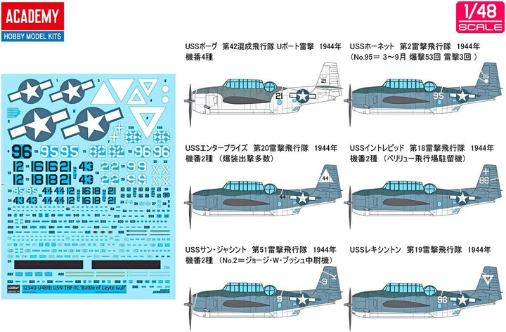 Academy 12340 1/48 United States Navy TBF-1C Avenger Battle of Late Plastic Model
